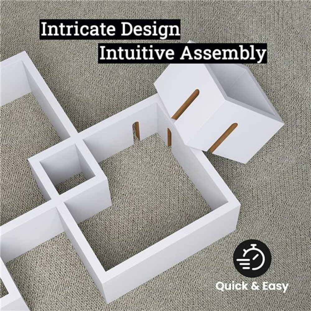 4 Cube Intersecting Shelves Easy-to-Assemble Floating Wall Mount Shelves Bedroom - Picture 4 of 4